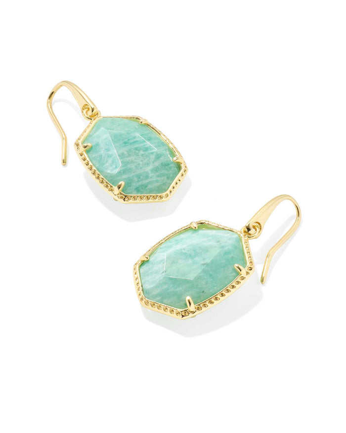 Daphne Frame Drop Ear Gold Teal Amazonite