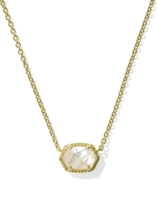 Daphne Frame Pendant Necklace Gold Ivory MOP