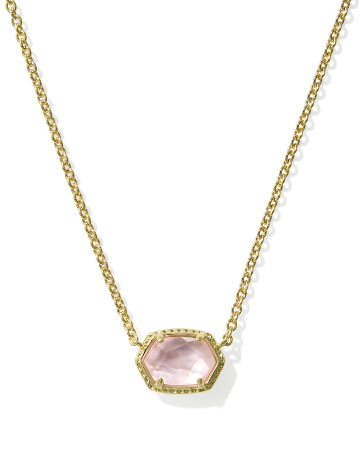 Daphne Frame Pendant Necklace Gold Light Pink MOP