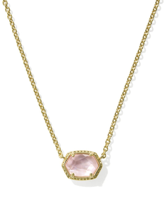 Daphne Frame Pendant Necklace Gold Light Pink MOP