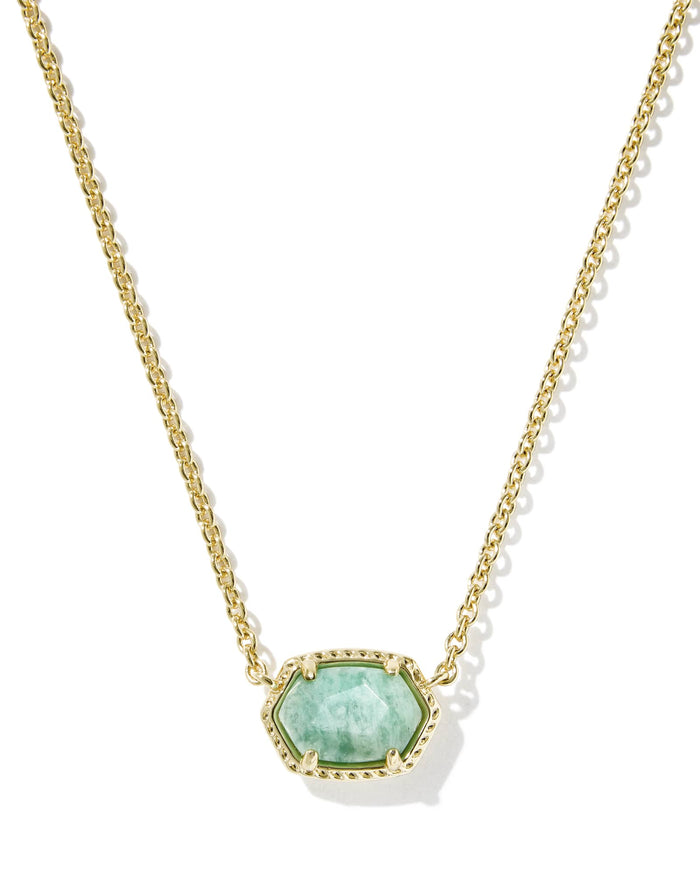 Daphne Frame Pendant Necklace Gold Teal Amazonite