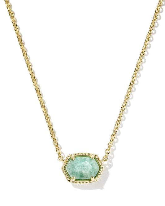 Daphne Frame Pendant Necklace Gold Teal Amazonite