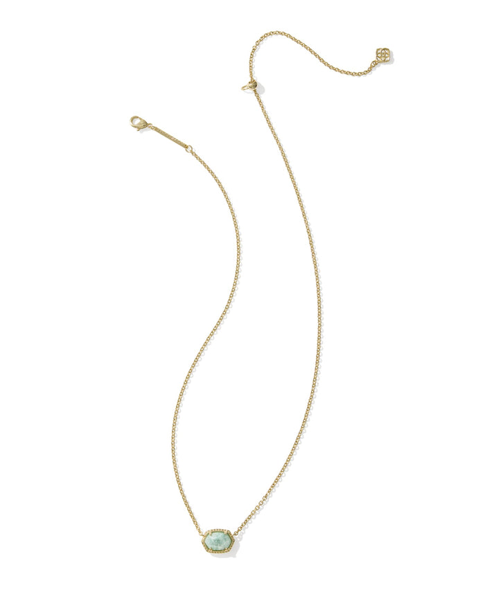 Daphne Frame Pendant Necklace Gold Teal Amazonite