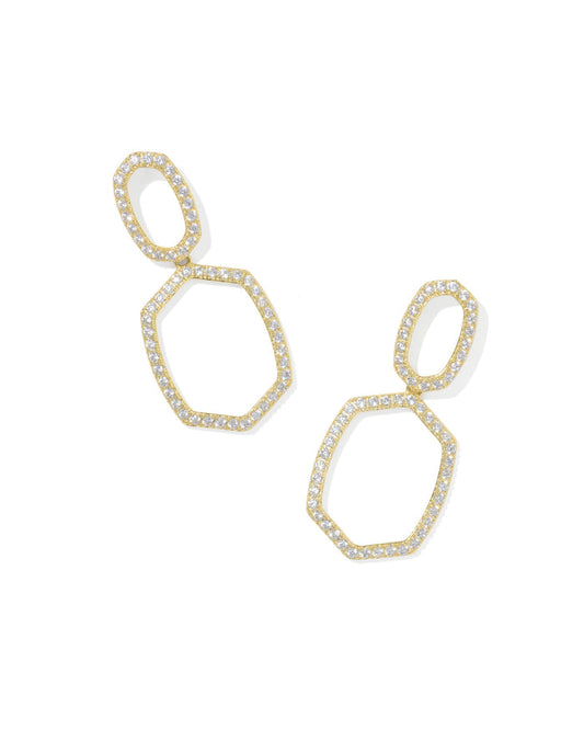 Daphne pave open frame earrings gold white crystal