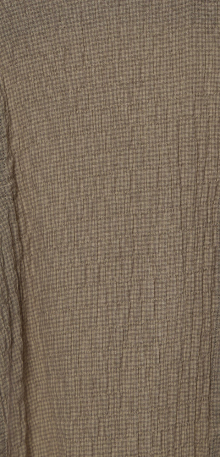 Men's Crinkled Checked Shirt in cream