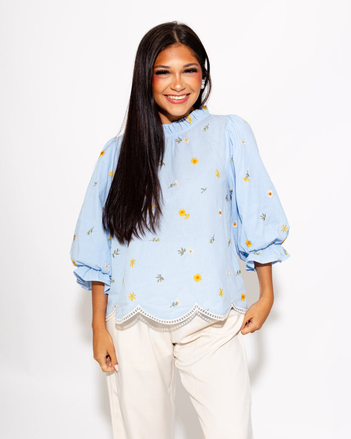 Delicate Floral & Hem Detail Top