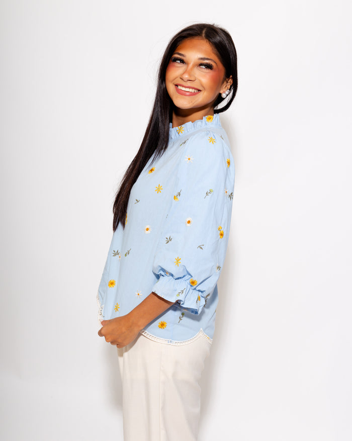 Delicate Floral & Hem Detail Top