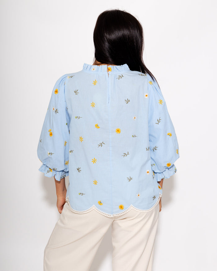 Delicate Floral & Hem Detail Top