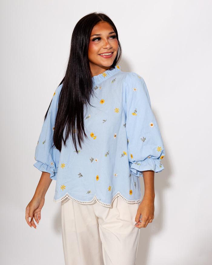 Delicate Floral & Hem Detail Top