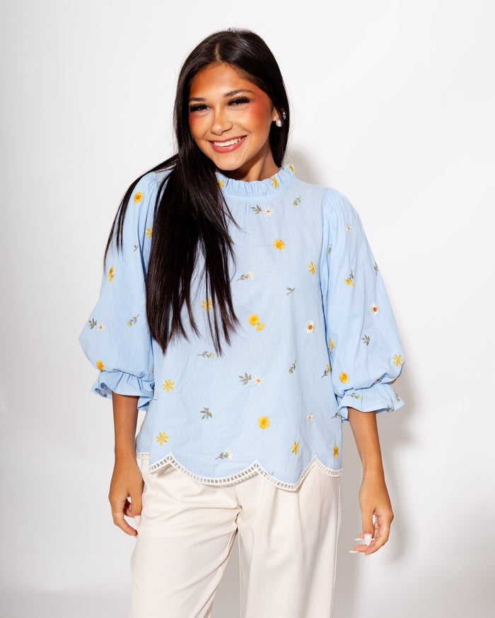 Delicate Floral & Hem Detail Top