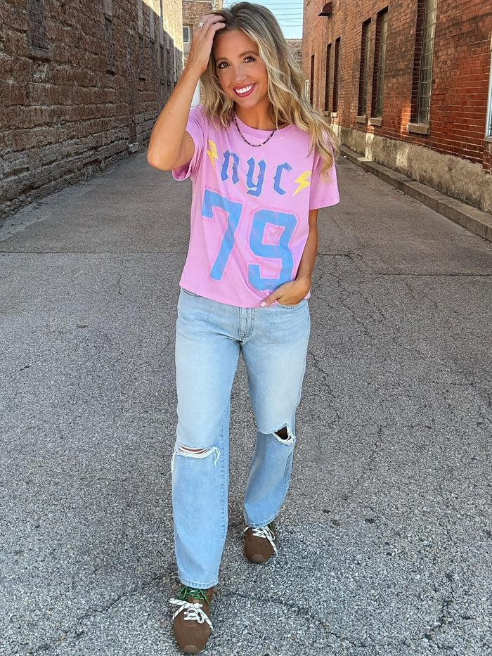 DL1961 Romie Straight in Blue Mist Distressed