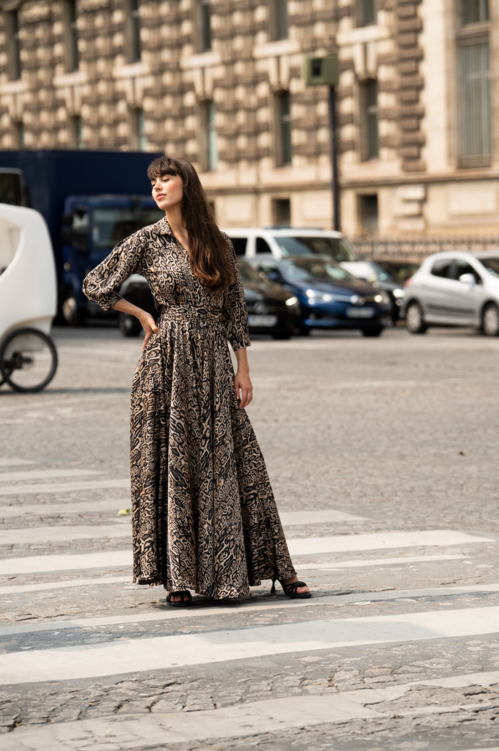 Dress Claudine: Sophisticated Leopard Maxi Dress