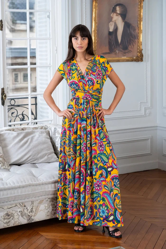 Model dons an Elegance Miss bohemian maxi dress