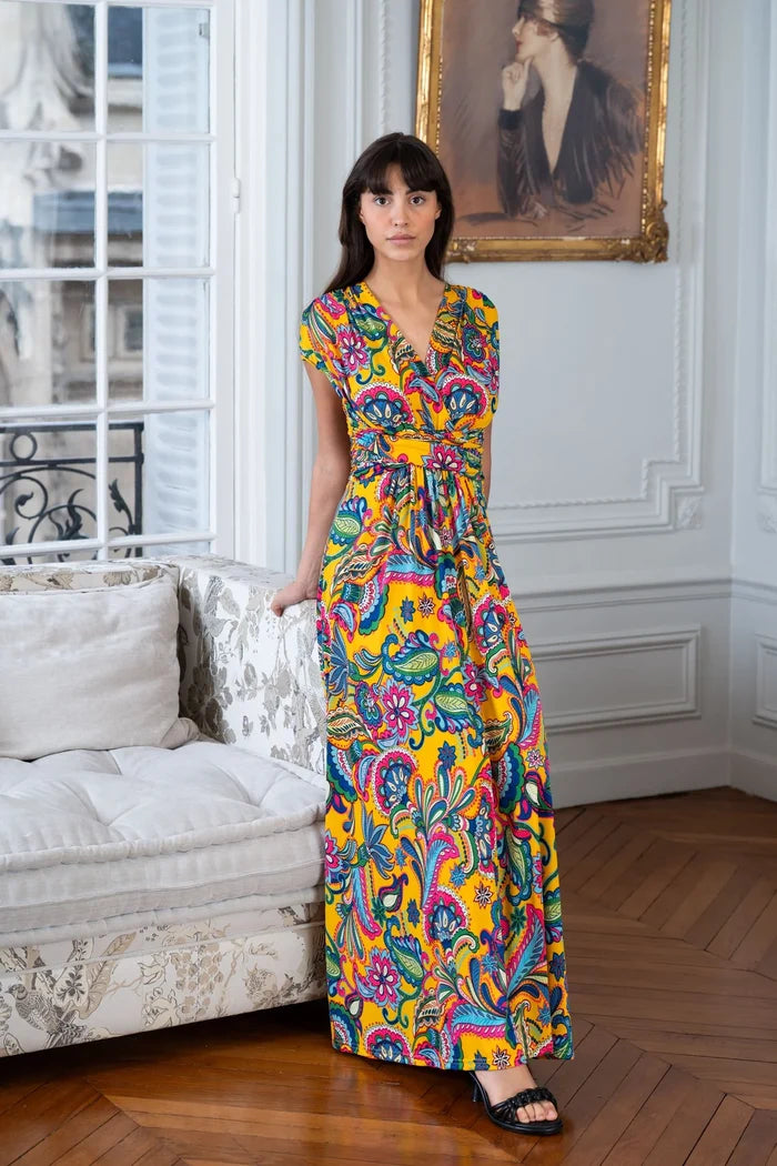 Woman wears an Elegance Miss maxi dress