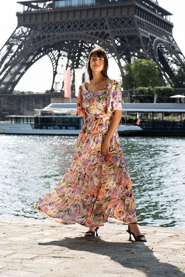 Dress Klay: Elegant Pastel Floral Maxi Dress