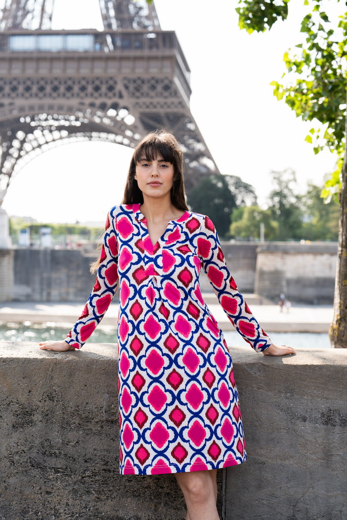 Dress Lana: Vibrant Long-Sleeved Patterned Dress