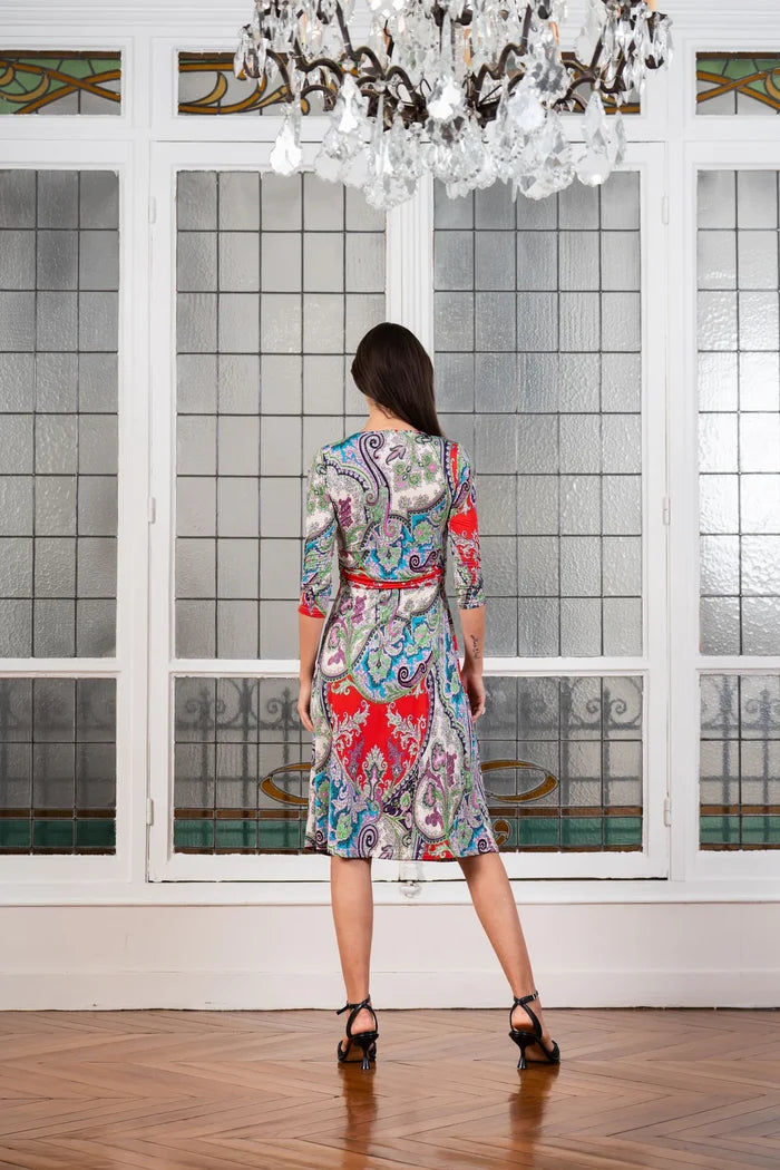 Woman wearing midi twist front dress