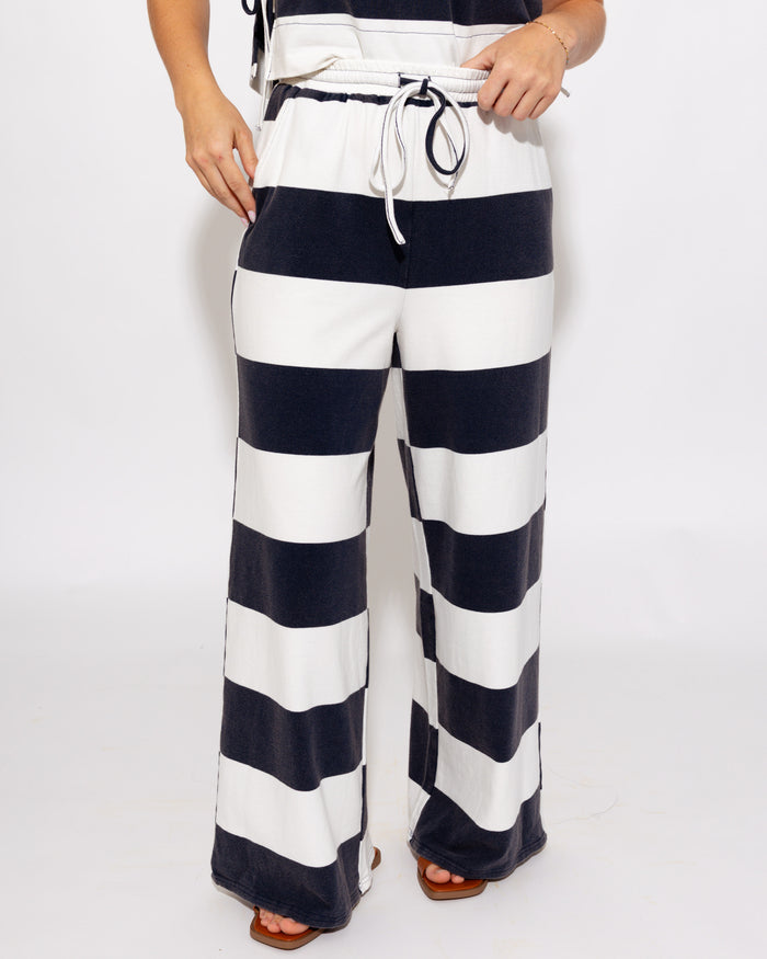 Easy Living Stripe Side Tie Top Pant Set
