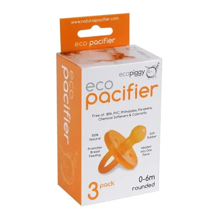 Ecopiggy - Eco Natural Rubber Pacifier - Rounded-Pacifiers + Clips-0-6M / Single Pack-Posh Baby