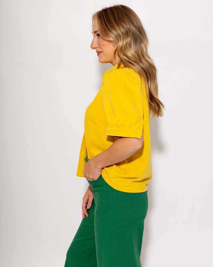 Effortless Puff Sleeve Button-Up Top