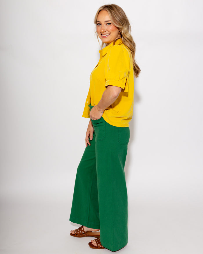 Effortless Puff Sleeve Button-Up Top