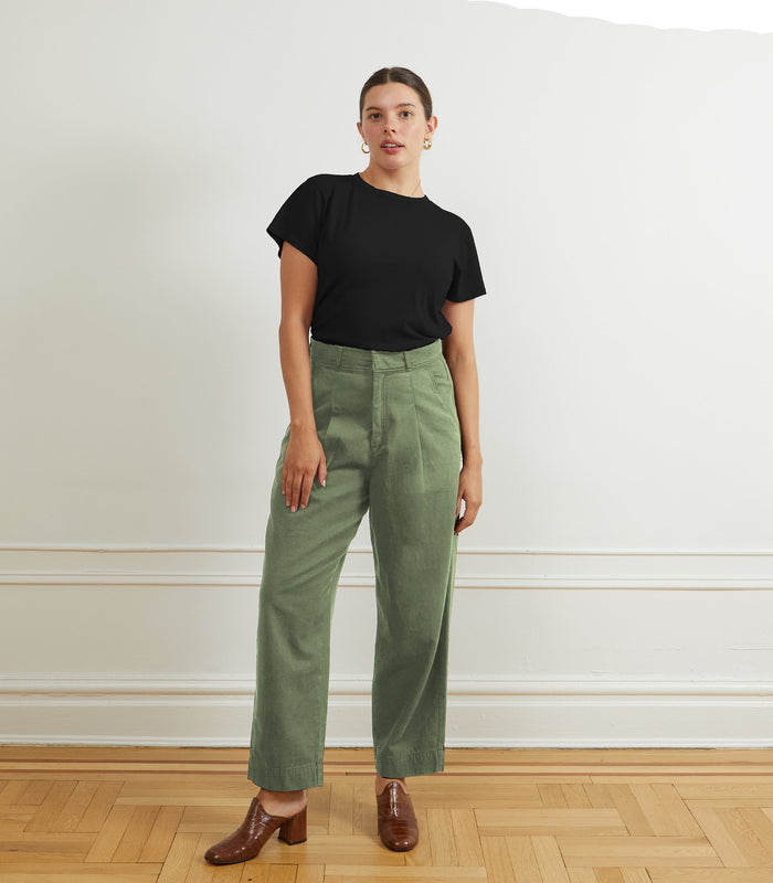 Elaine Pleated Tapered Trousers - Cardamom