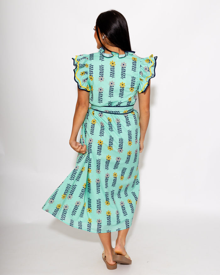 Elegant Floral Contrast Midi Dress