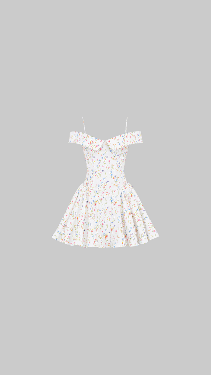 Elida White Posy Print Corset Dress
