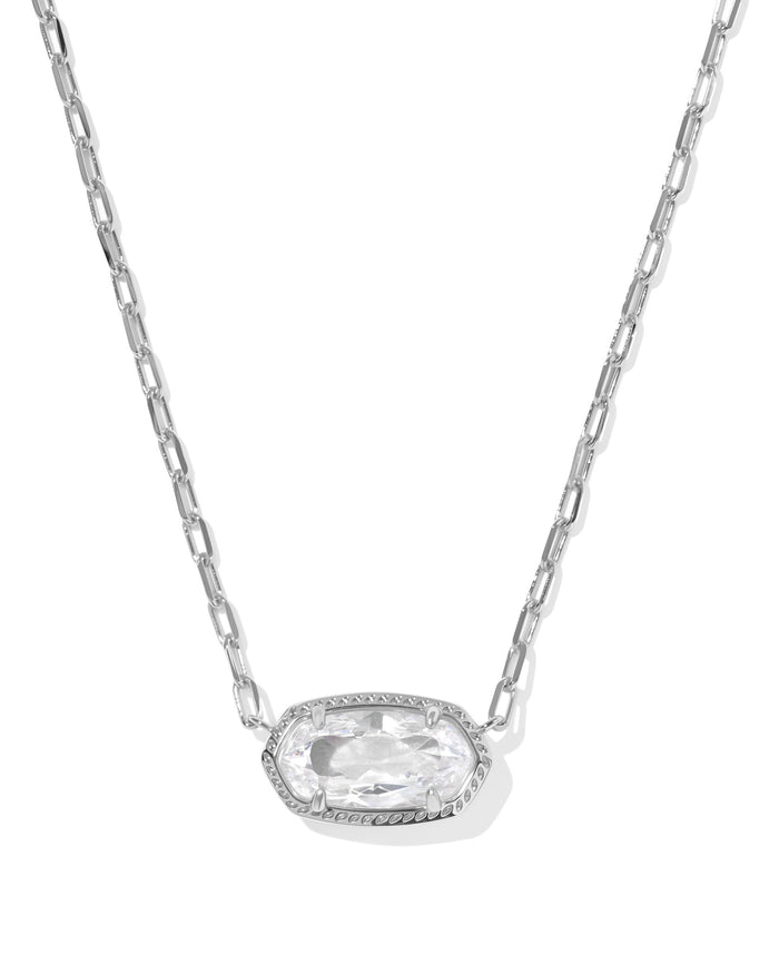Elisa luxe short pendant necklace silver white crystal
