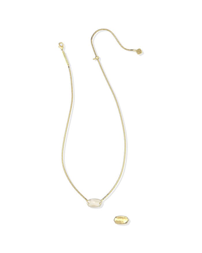 Elisa Riveted Pendant Necklace Gold Ivory MOP