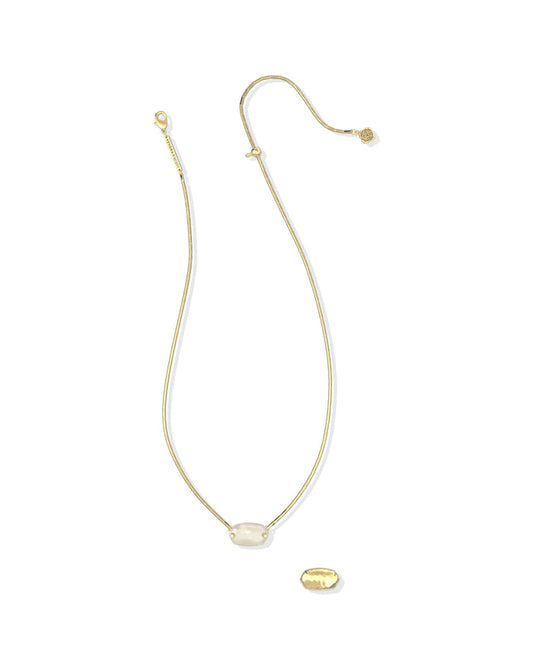 Elisa Riveted Pendant Necklace Gold Ivory MOP