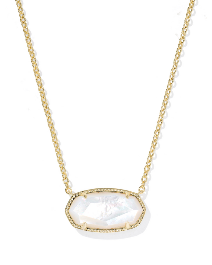 Elisa Statement Pendant Necklace in Gold Ivory MOP