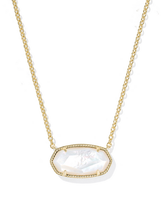 Elisa Statement Pendant Necklace in Gold Ivory MOP