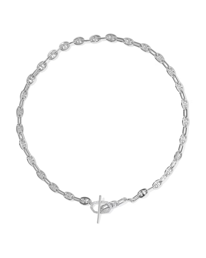 Elisa Toggle Silver Link and Chain Necklace