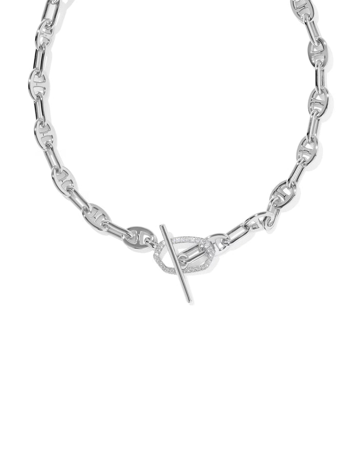 Elisa Toggle Silver Link and Chain Necklace