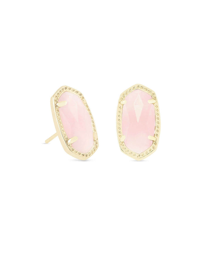 Ellie Earring Gold Rose Quartz