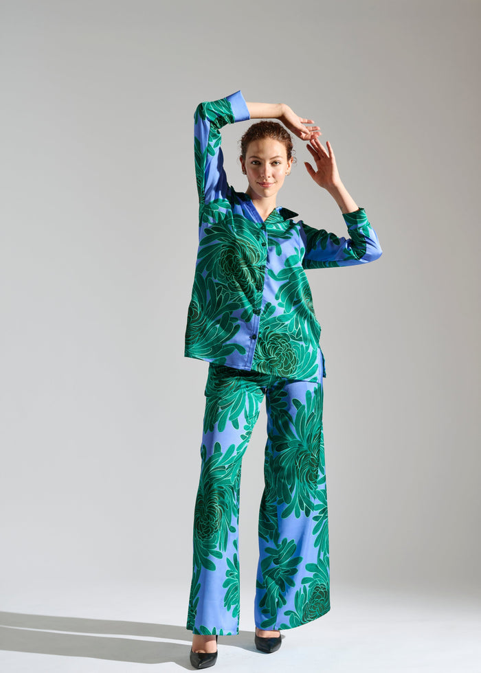 Model dons floral pants set