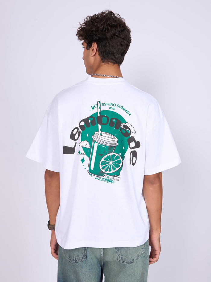 Everston - Lemonade Printed Baggy T-Shirt - White