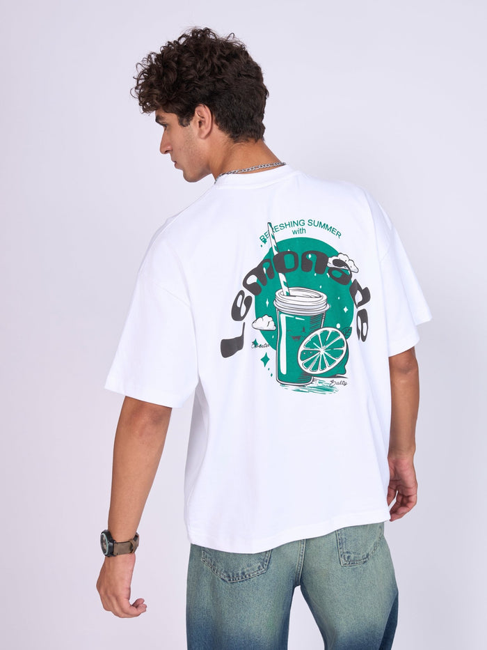 Everston - Lemonade Printed Baggy T-Shirt - White