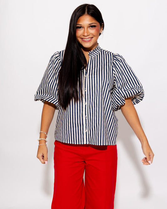 Everyday Elegance Stripe Top in Blue