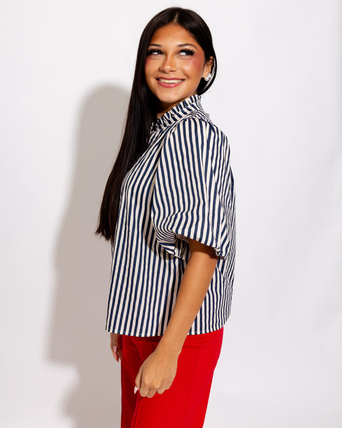 Everyday Elegance Stripe Top in Blue