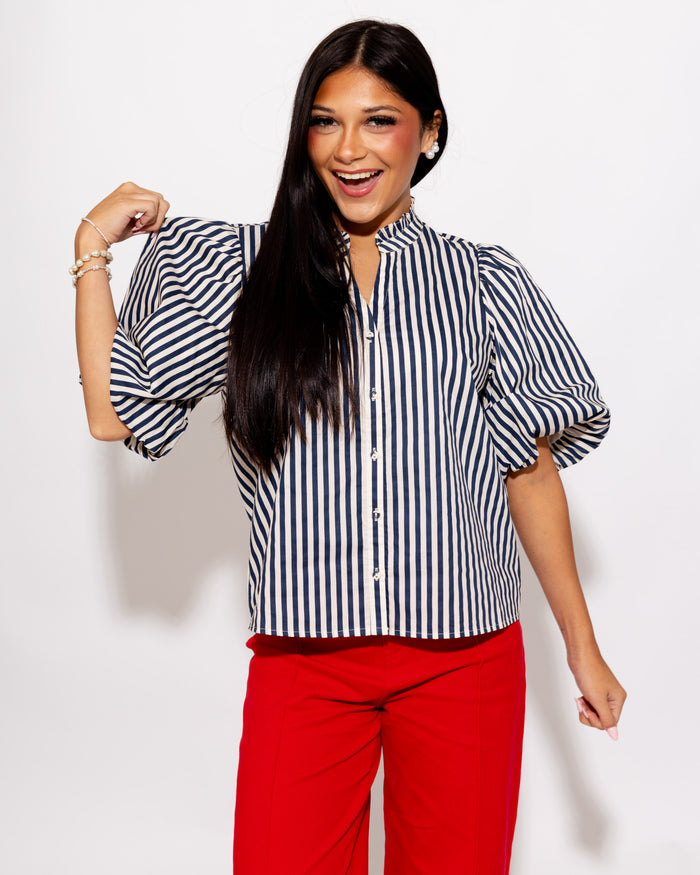 Everyday Elegance Stripe Top in Blue