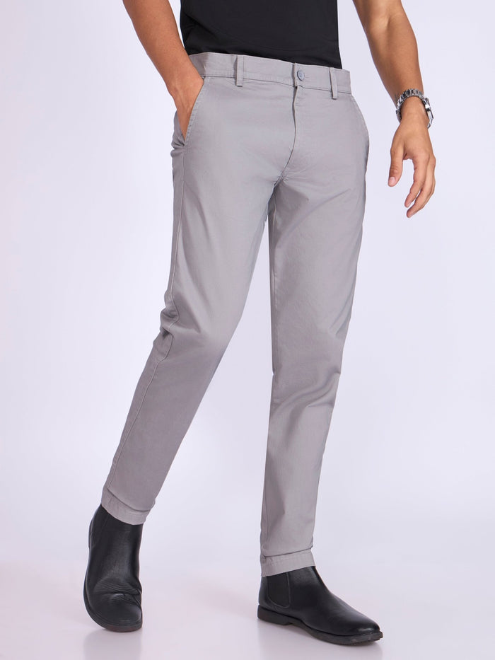 Men's  Skinny Fit Cotton Pant in Light Gray