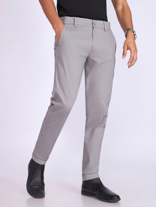 Men's  Skinny Fit Cotton Pant in Light Gray