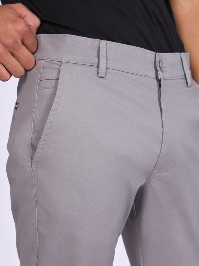 Men's  Skinny Fit Cotton Pant in Light Gray