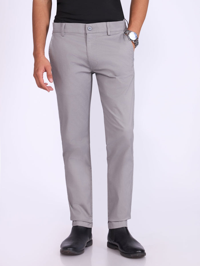 Existence - Skinny Fit Cotton Pant - Light Grey