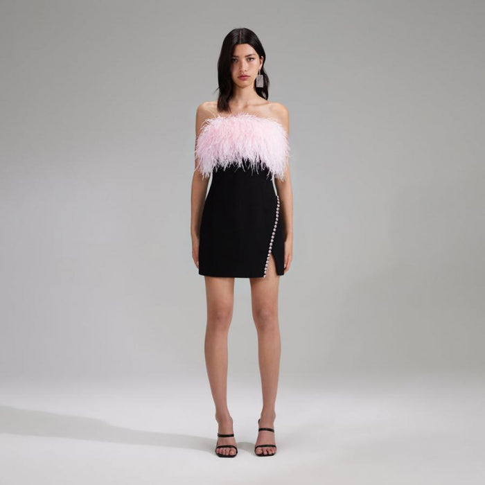 Feather Crepe Mini Dress