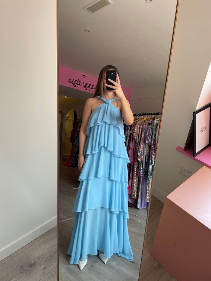Felicia Ruffle Maxi Dress - Blue