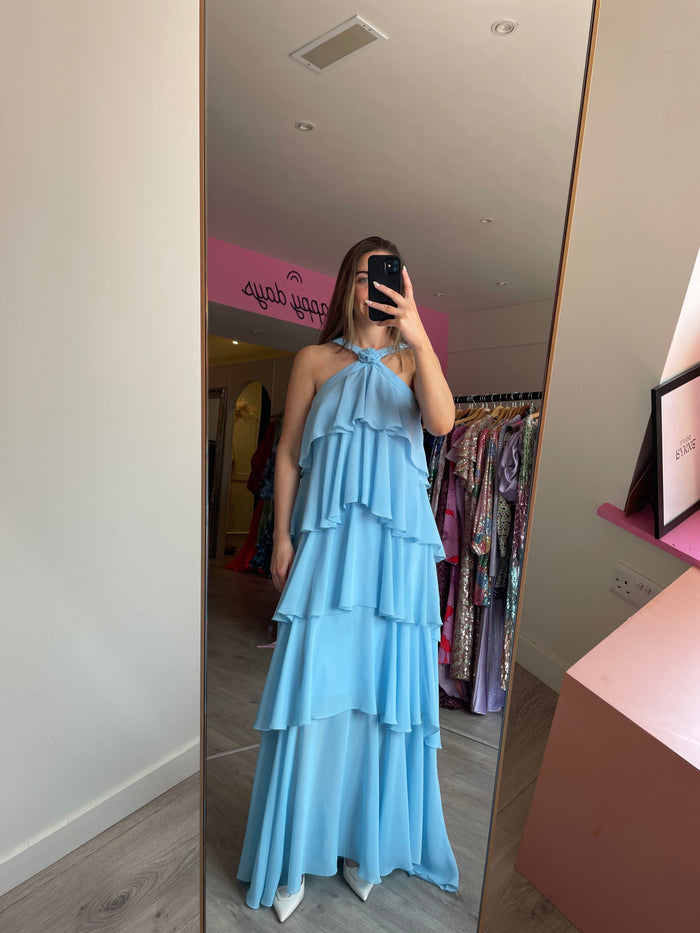 Felicia Ruffle Maxi Dress - Blue