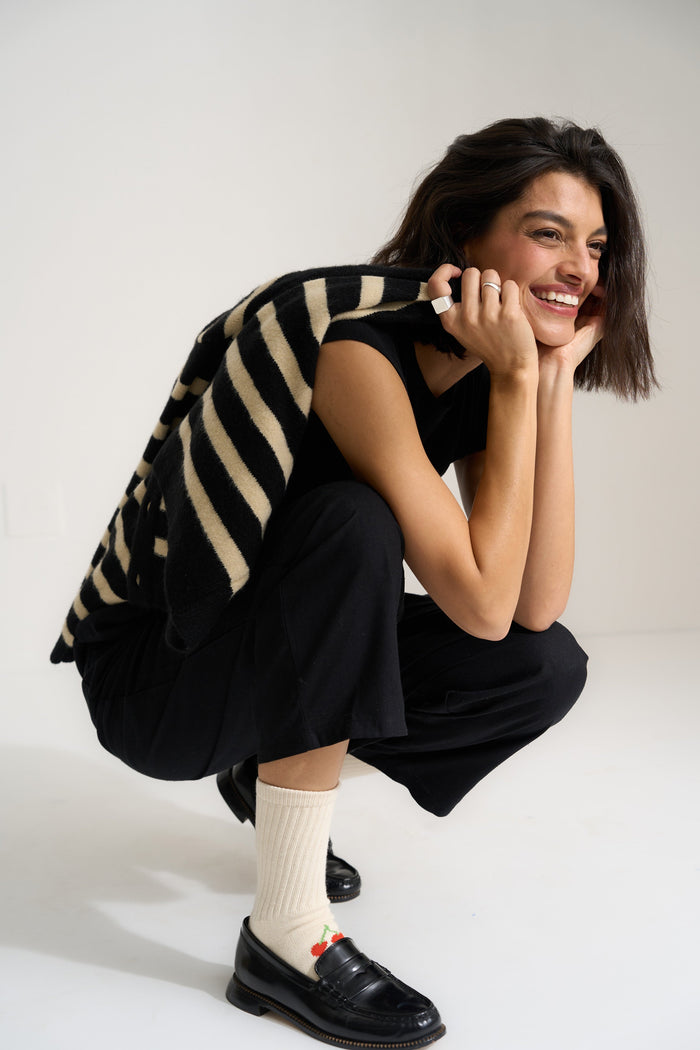 Callahan Knitwear - Fiona Cardigan - Black & White -